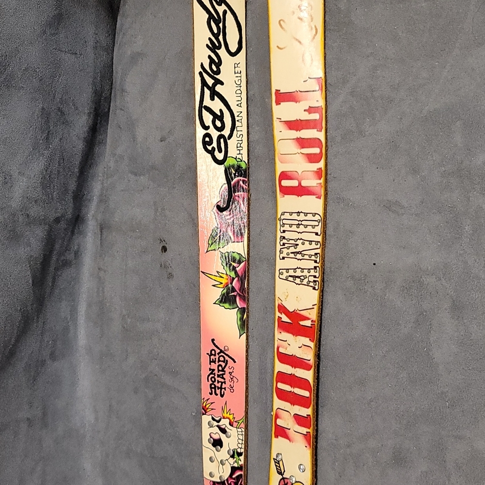 Vintage Ed Hardy Belts Retro Rock and Roll Skulls Tattoo S